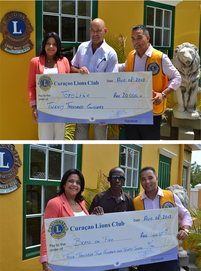 Curacao Lions Club a hasi entrega di dos cheque importante na dos instansia.