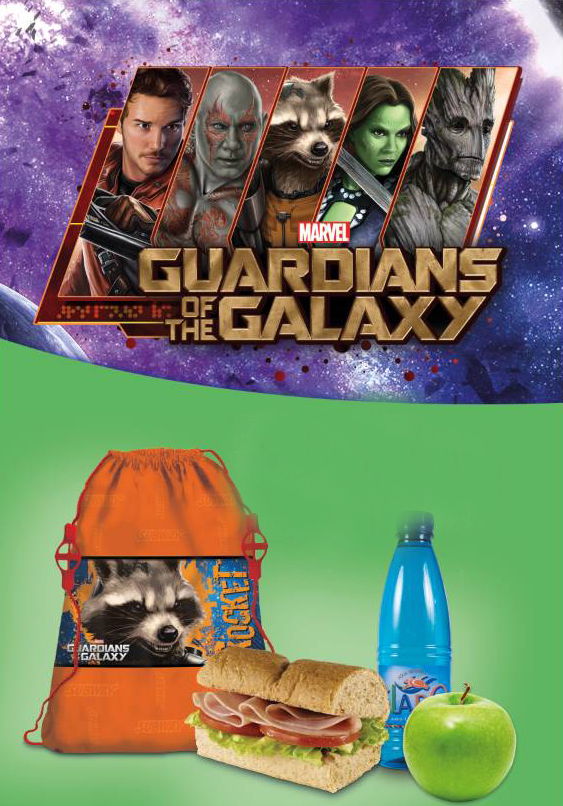 Kolektá e seis tasnan di Guardians of the Galaxy  ku kada kompra di un ‘kids menu’ na Subway