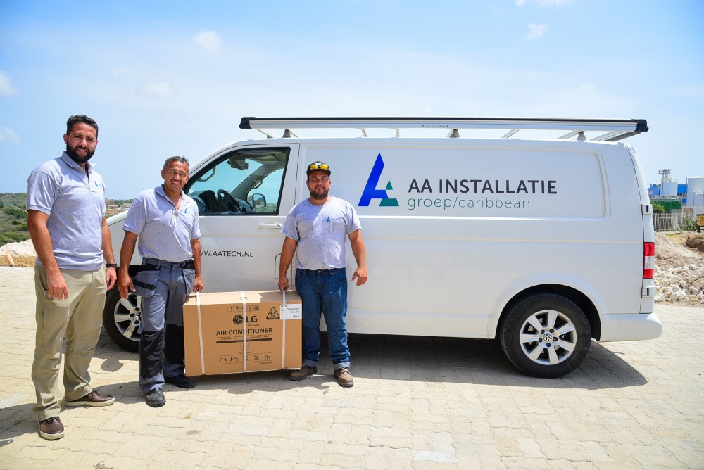 AA Installatie Groep Caribbean ta agencia di airconan LG pa Aruba